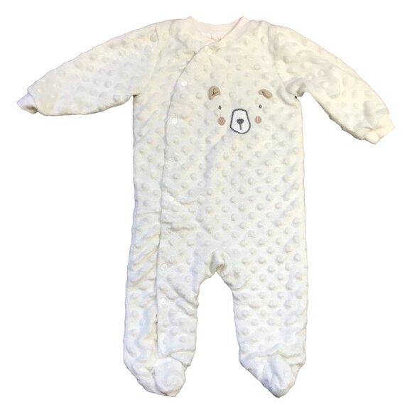 Kyle & Deena Embroidered Bear Face One Piece Footed Outfit Unisex Baby 6-9M - Picture 1 of 9
